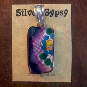 Sterling Silver Broken Pottery Pendant for Necklace.
